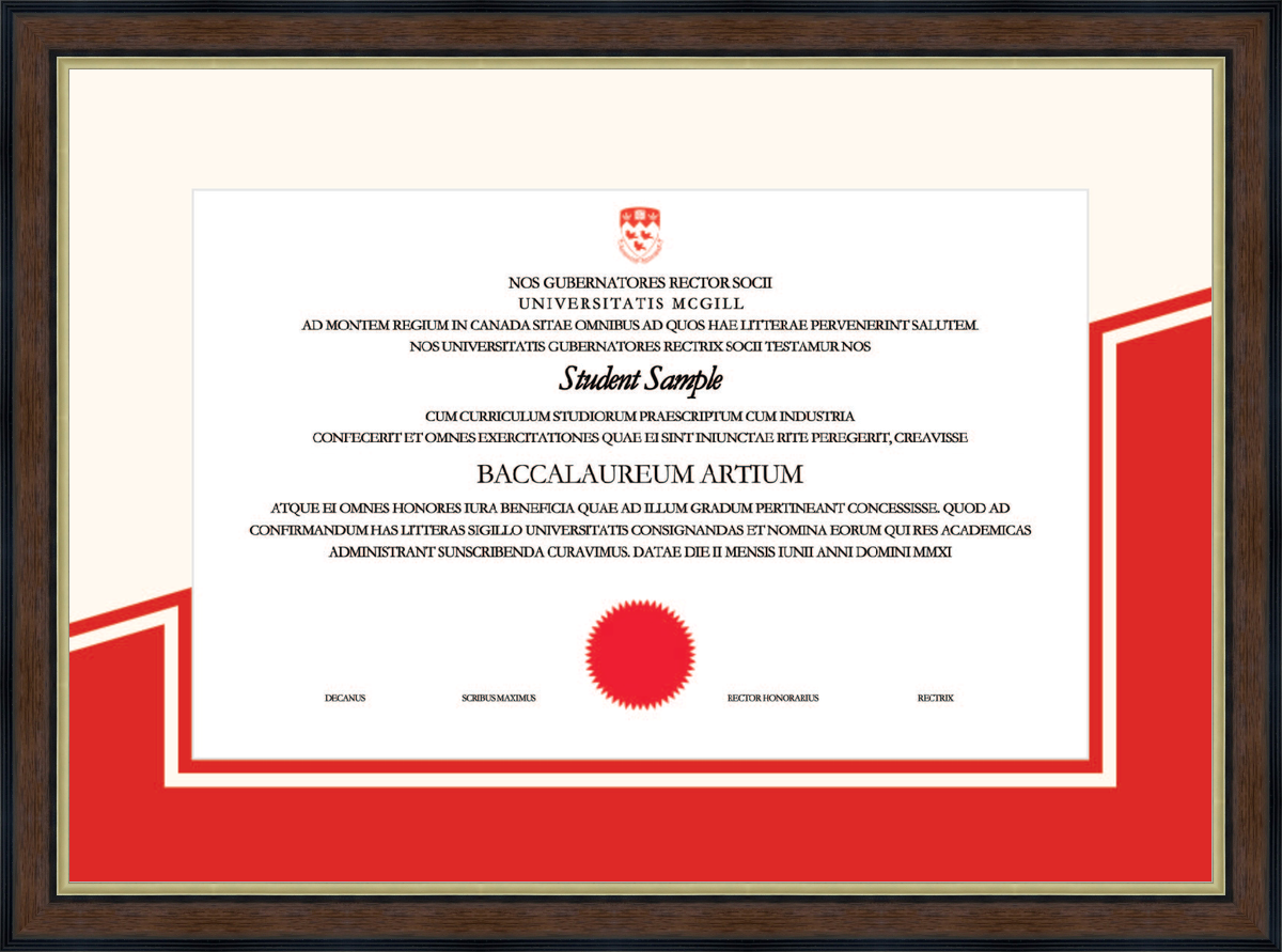 Custom McGill University Diploma Frame