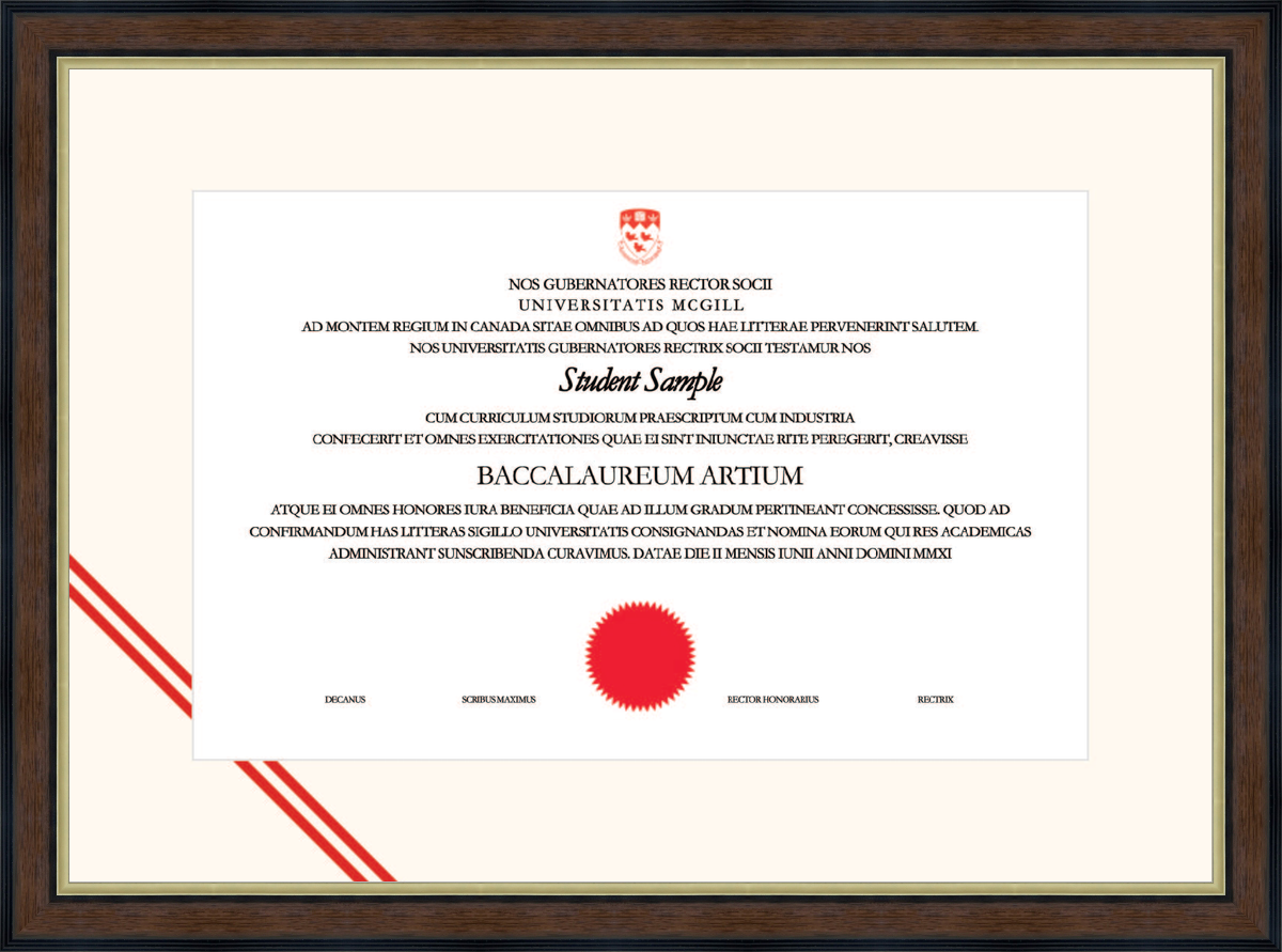 Custom McGill University Diploma Frame