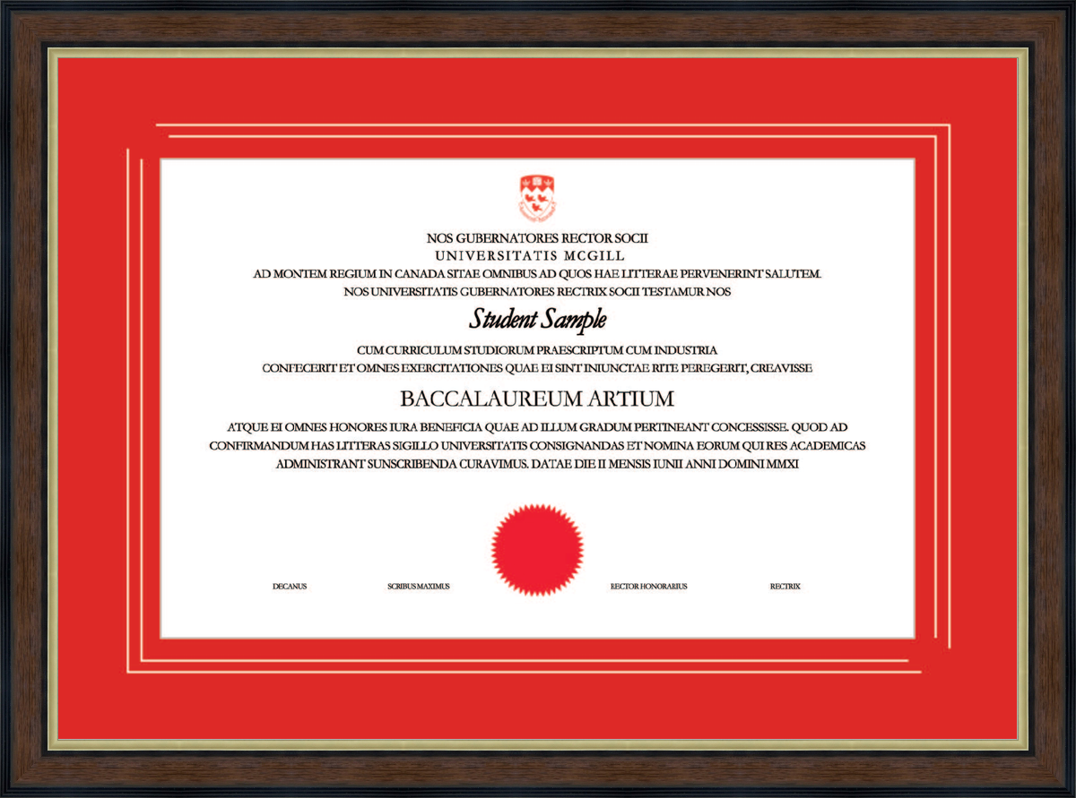 Custom McGill University Diploma Frame