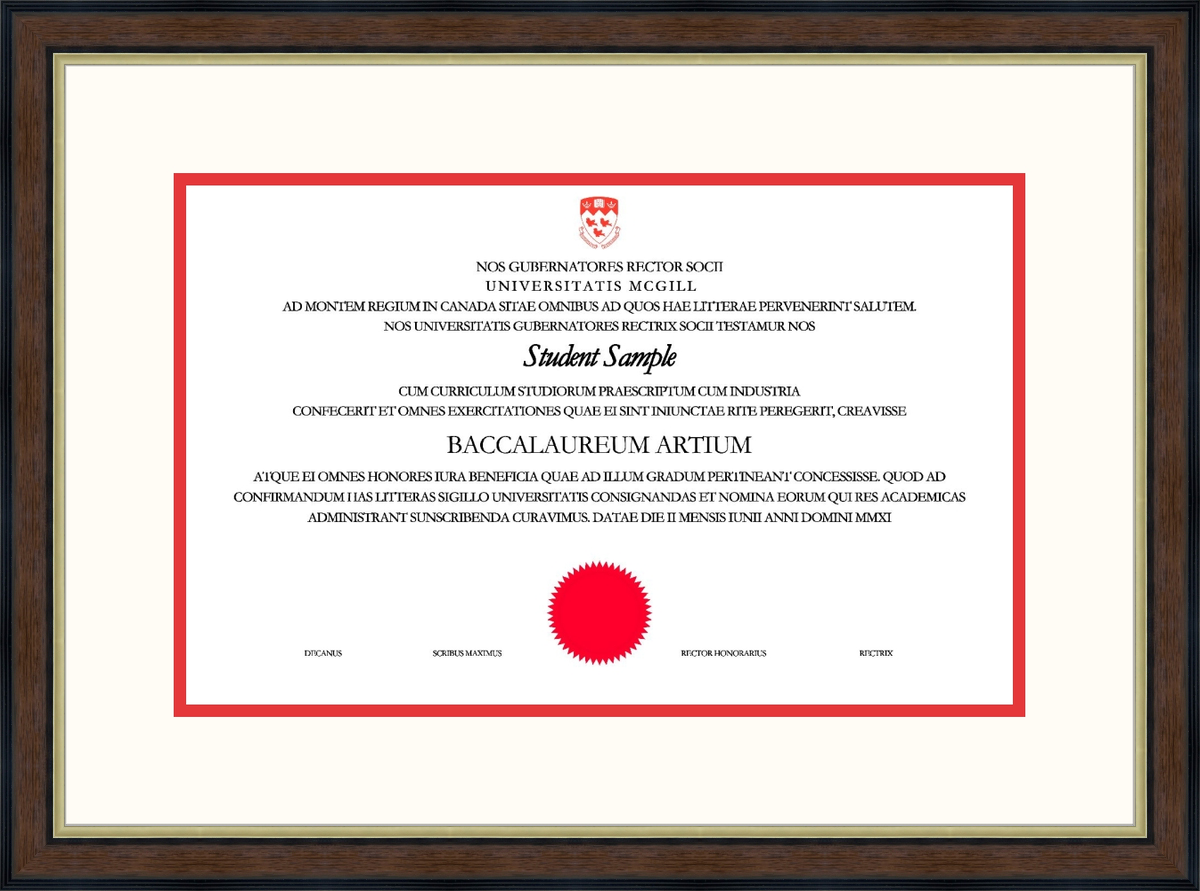 Custom McGill University Diploma Frame