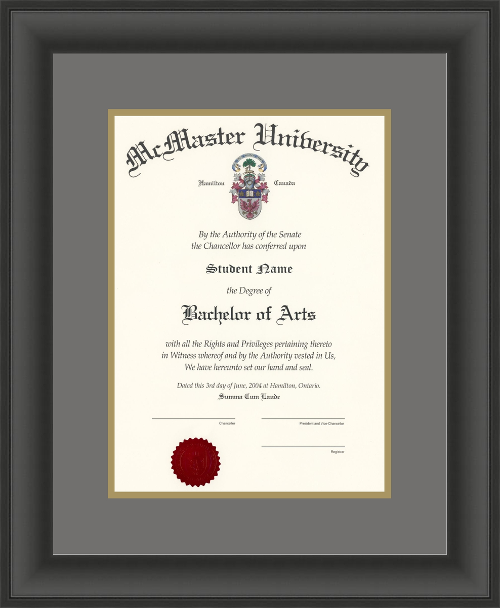 Custom McMaster University Diploma Frame
