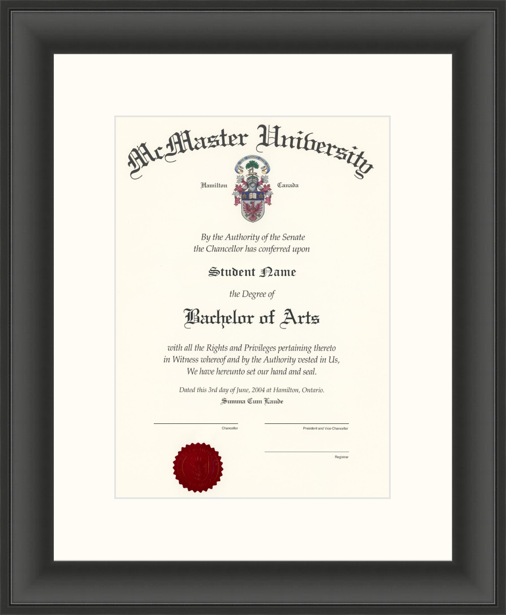 Custom McMaster University Diploma Frame