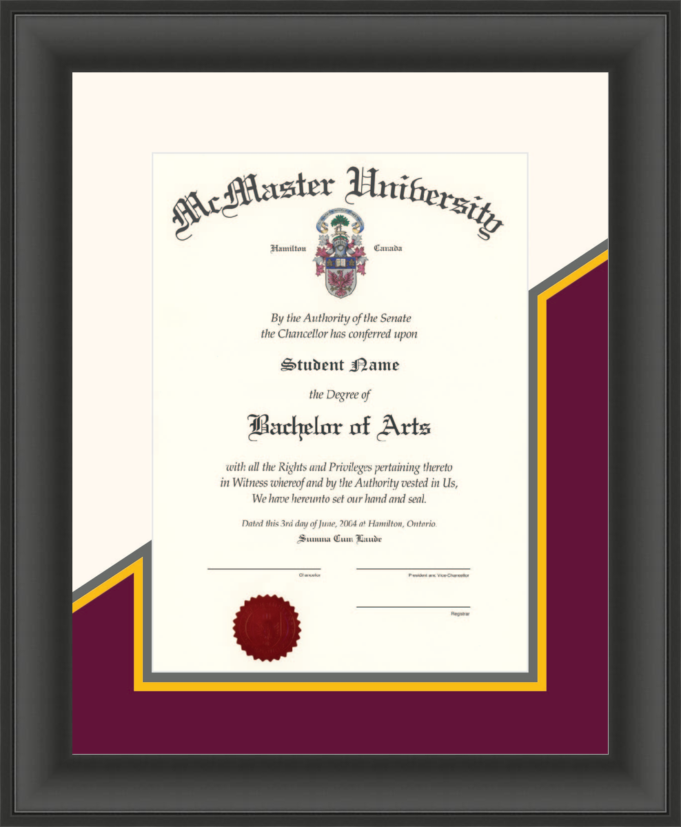 Custom McMaster University Diploma Frame