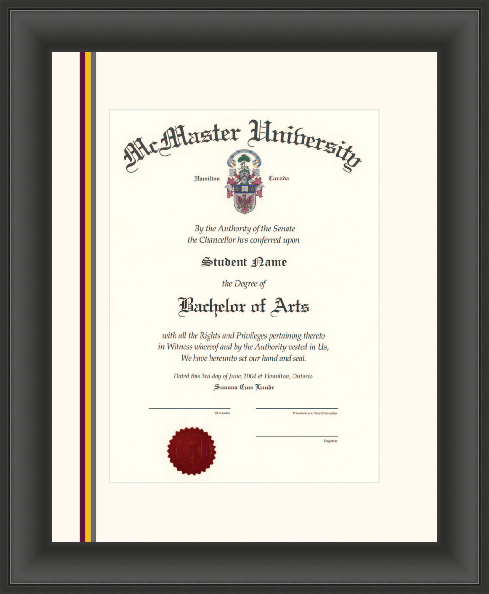 Custom McMaster University Diploma Frame
