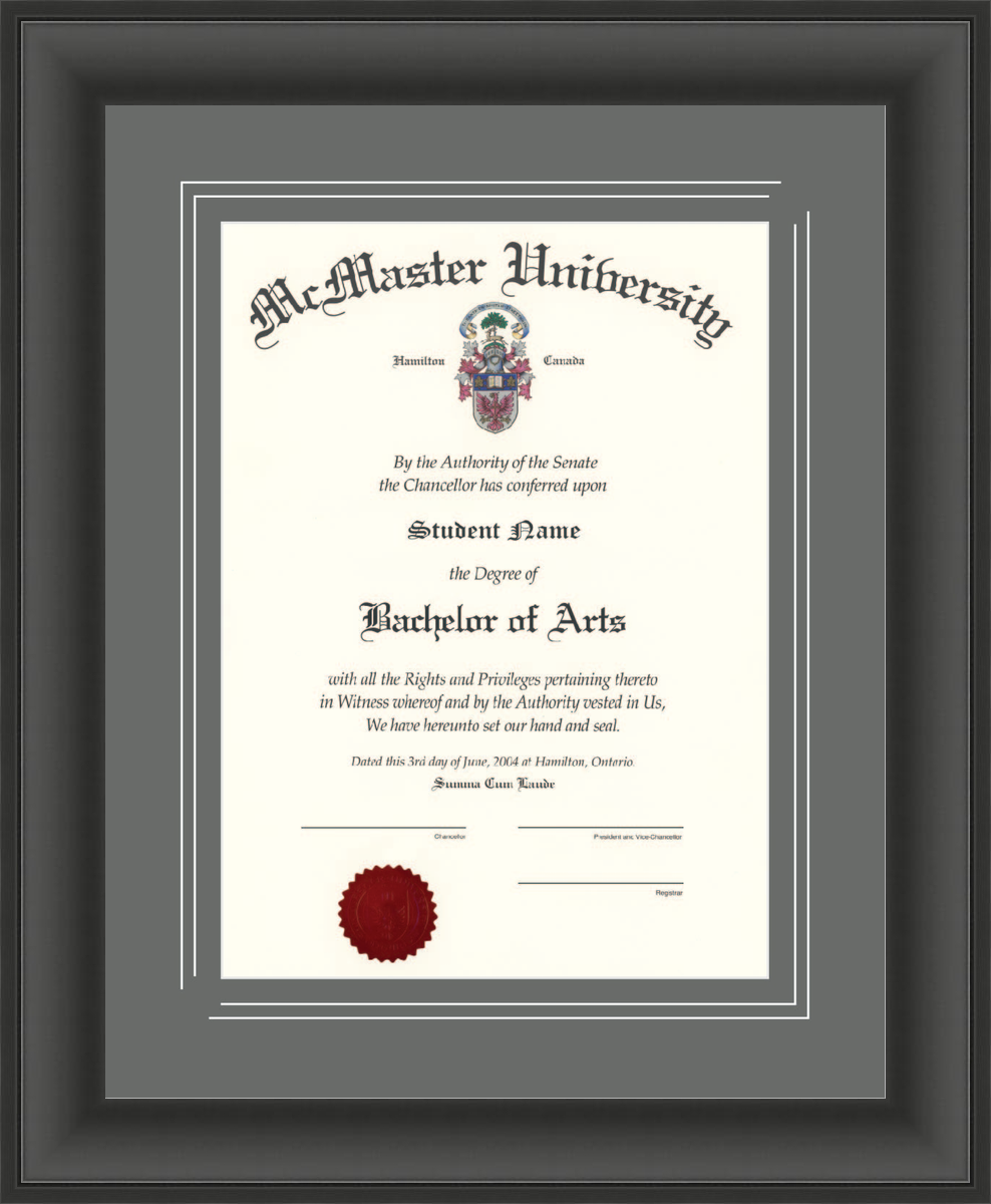 Custom McMaster University Diploma Frame