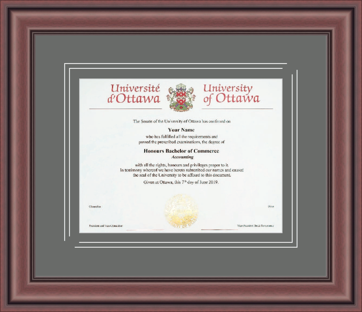 Custom University of Ottawa Diploma Frame