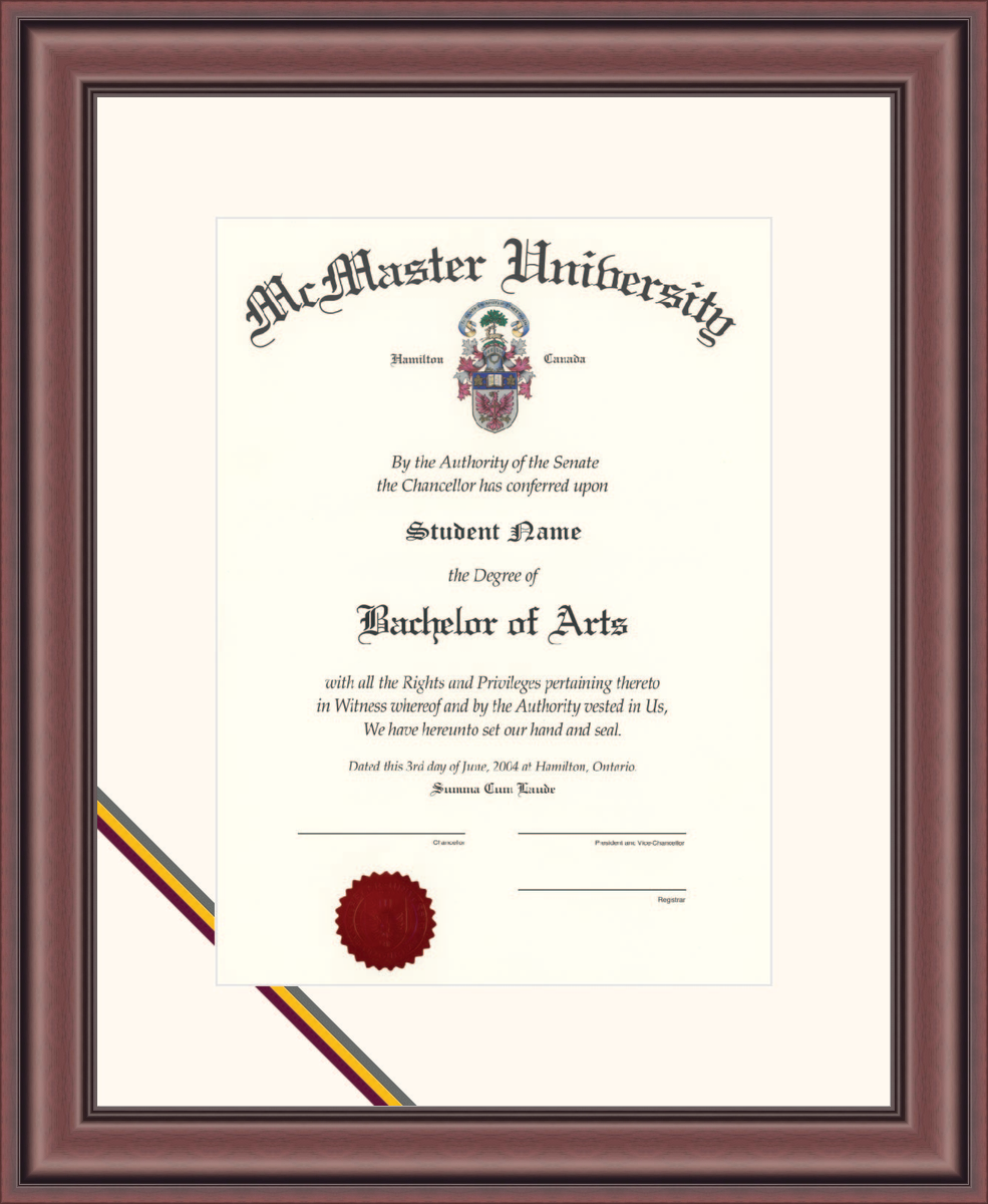 Custom McMaster University Diploma Frame