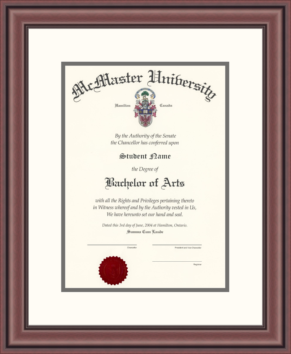 Custom McMaster University Diploma Frame