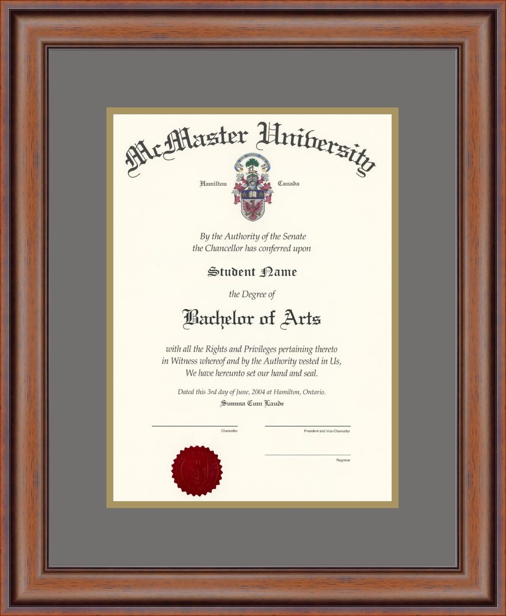 Custom McMaster University Diploma Frame