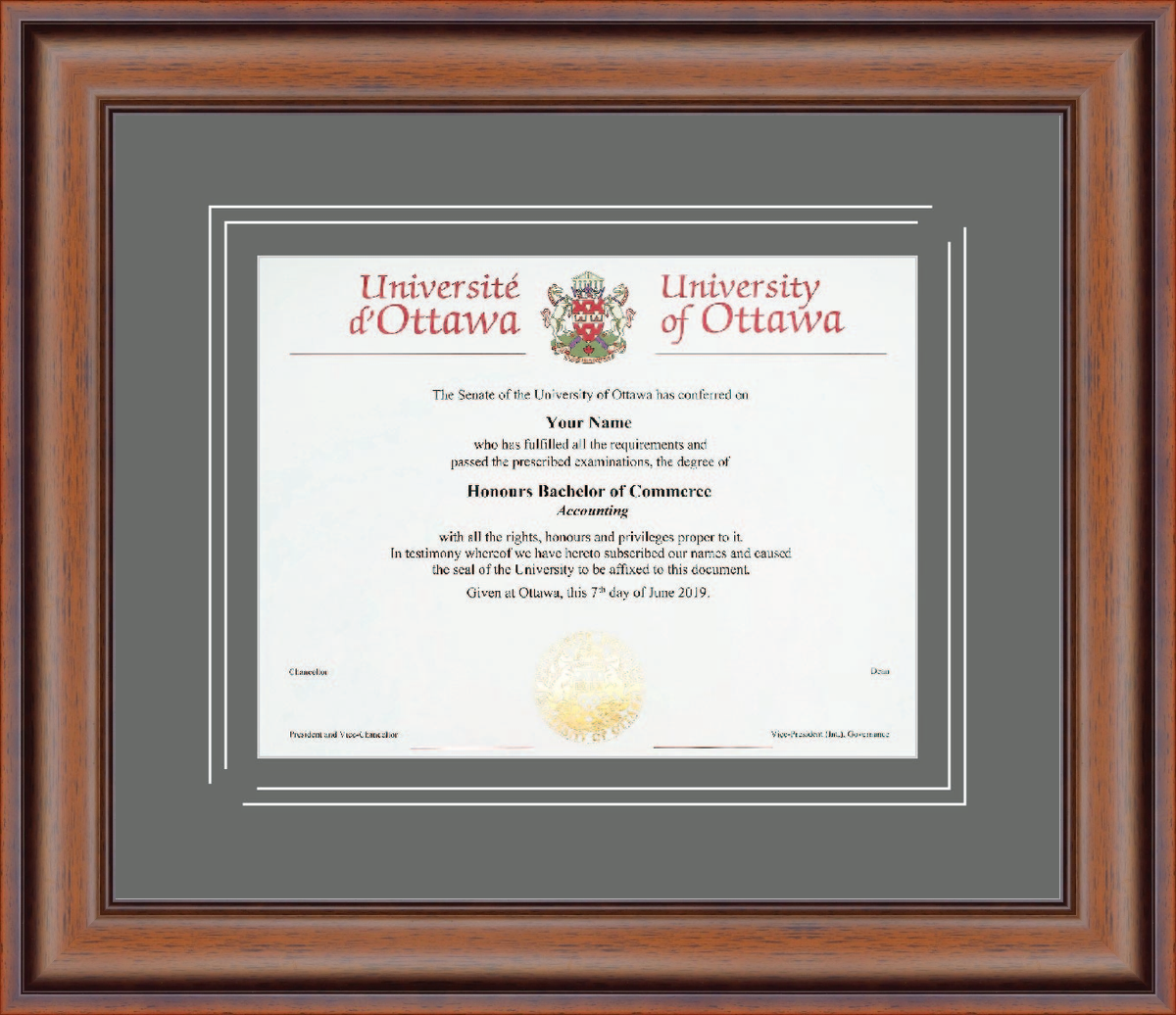 Custom University of Ottawa Diploma Frame