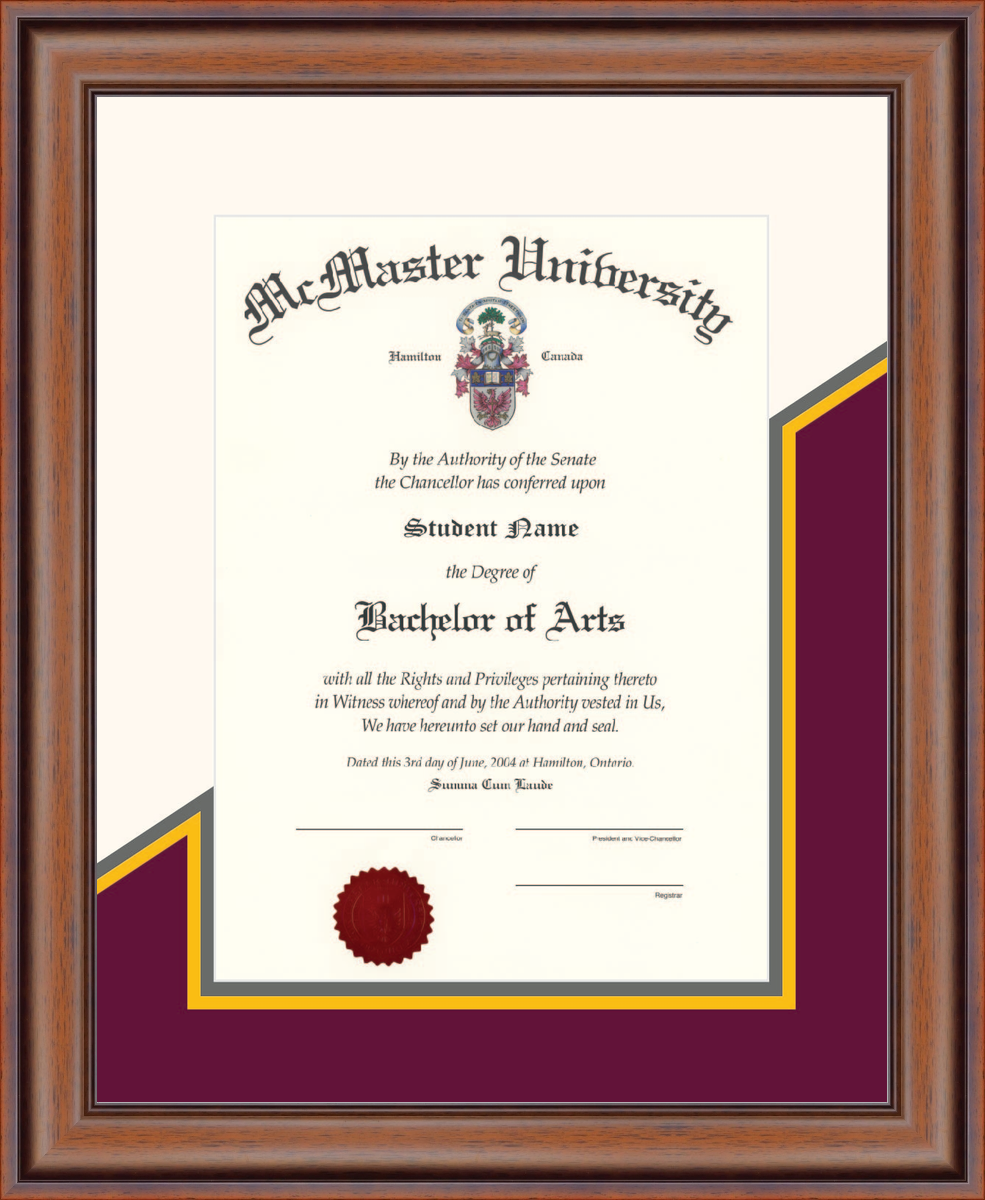 Custom McMaster University Diploma Frame