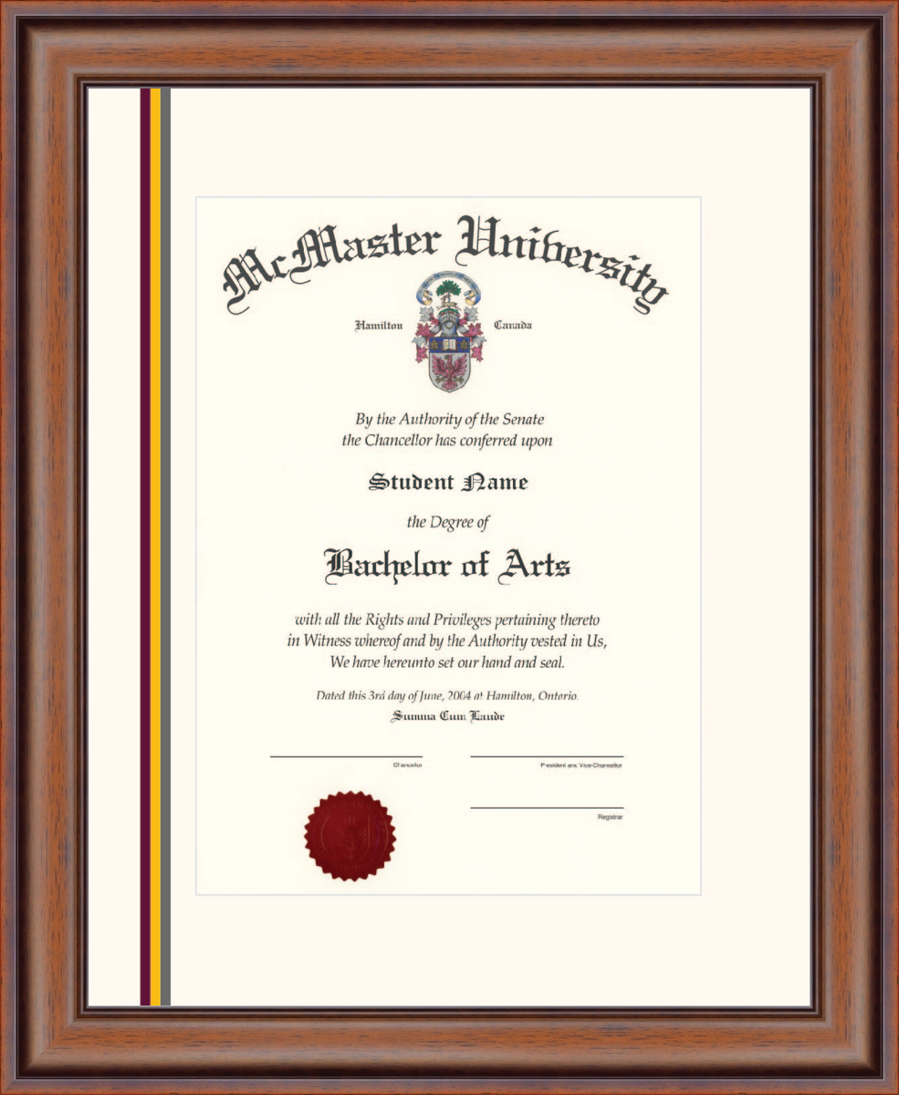 Custom McMaster University Diploma Frame