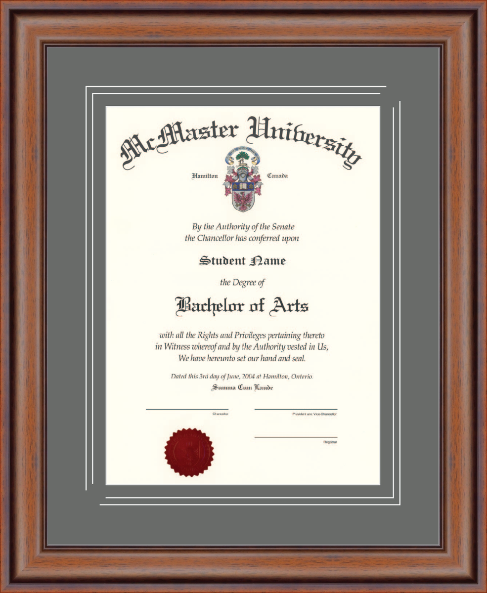 Custom McMaster University Diploma Frame