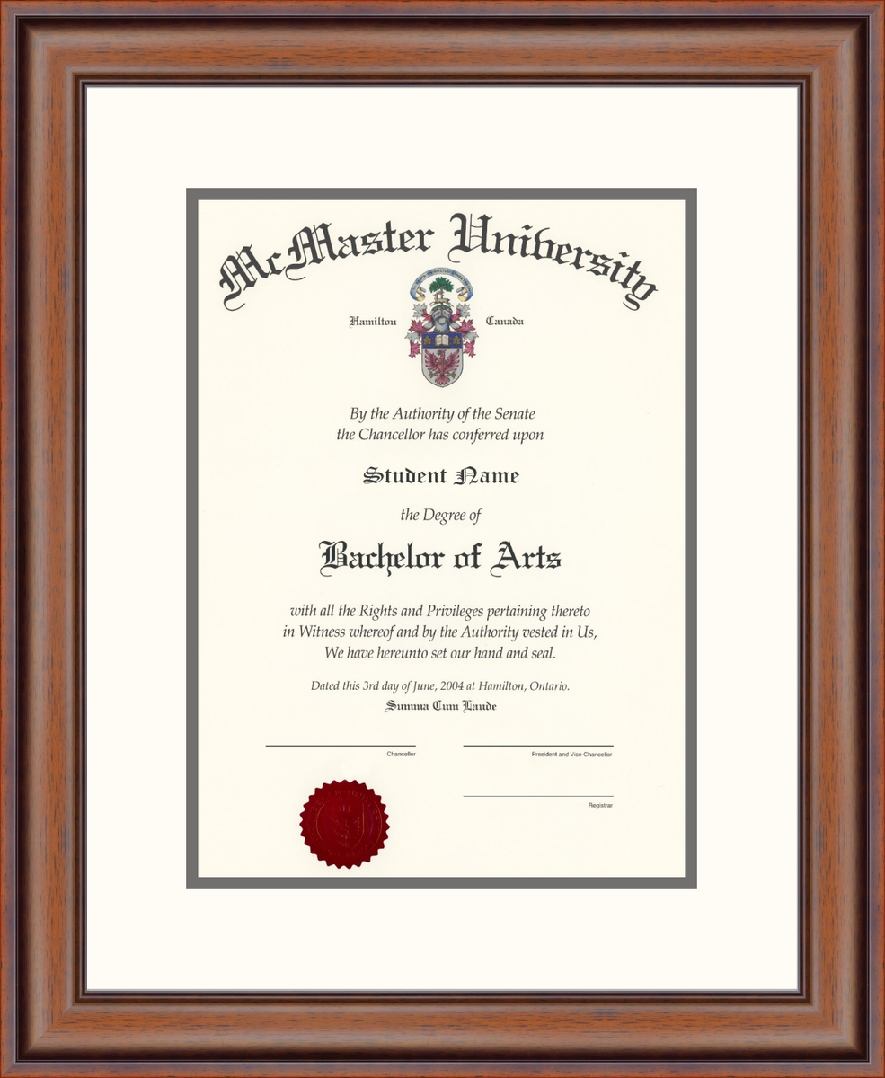 Custom McMaster University Diploma Frame