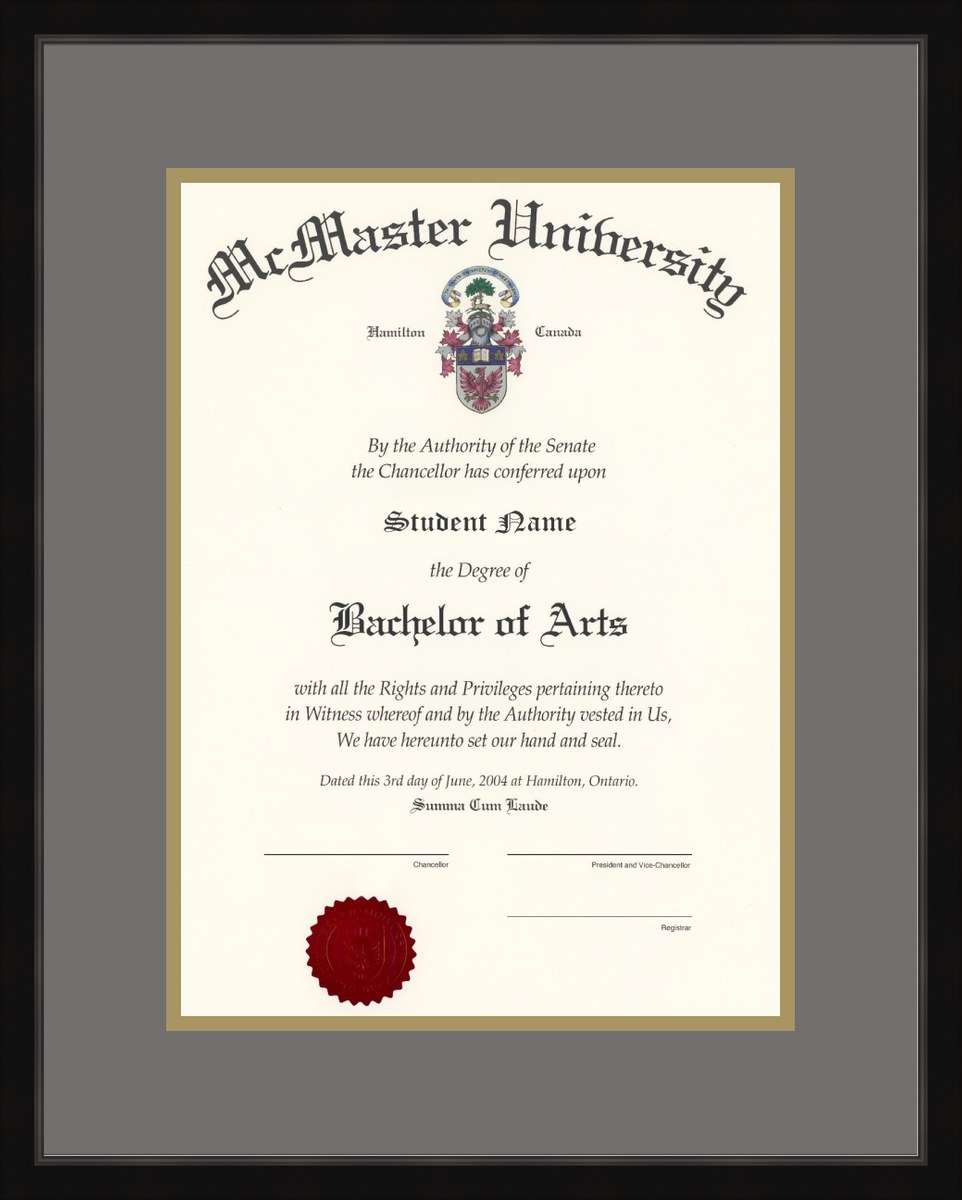 Custom McMaster University Diploma Frame