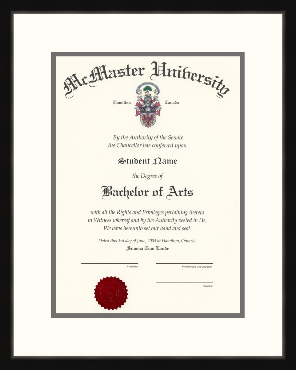 Custom McMaster University Diploma Frame