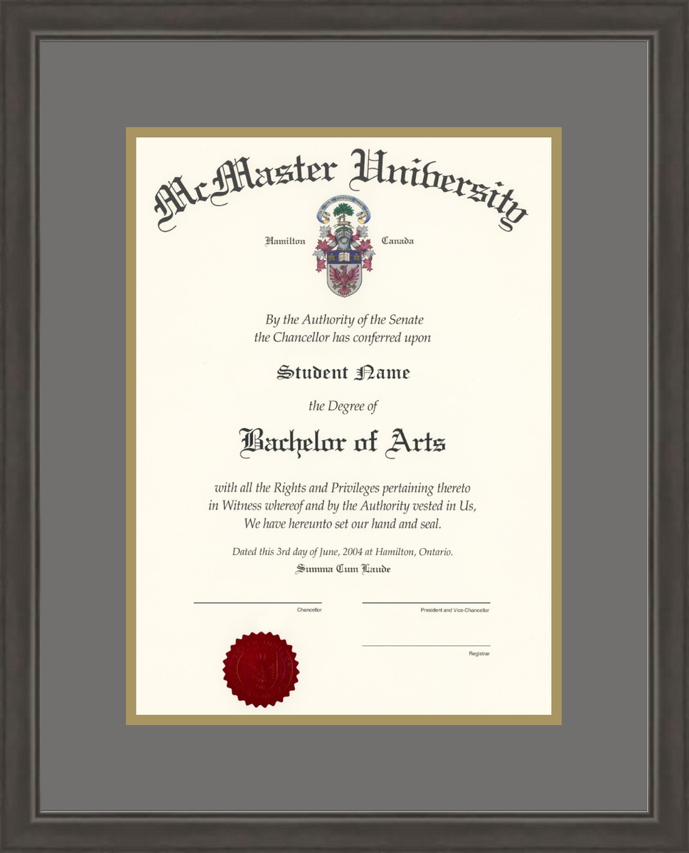 McMaster University R691001 Noire Black L2 McMaster Blue Heron Gold