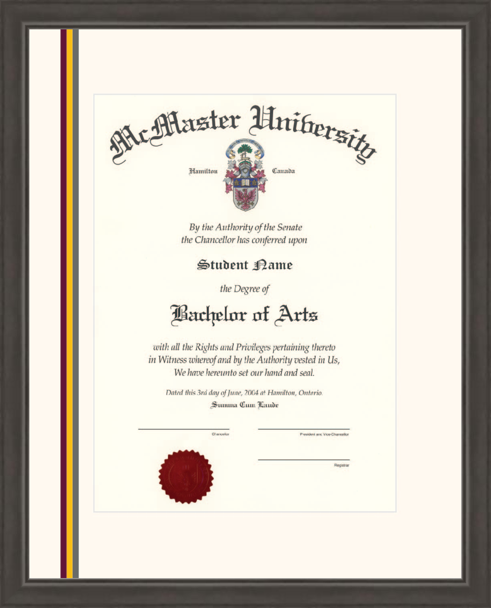 Custom McMaster University Diploma Frame
