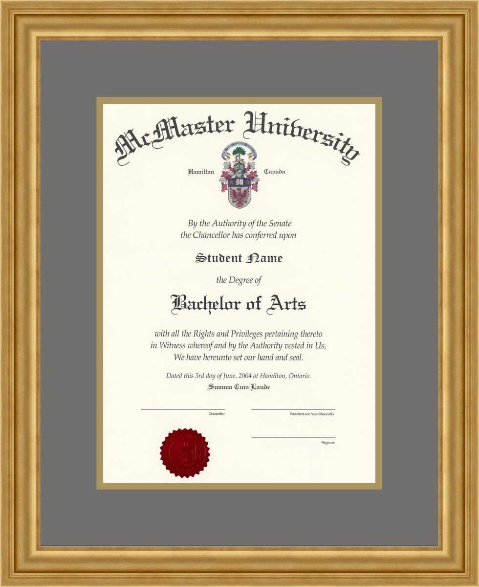 Custom McMaster University Diploma Frame