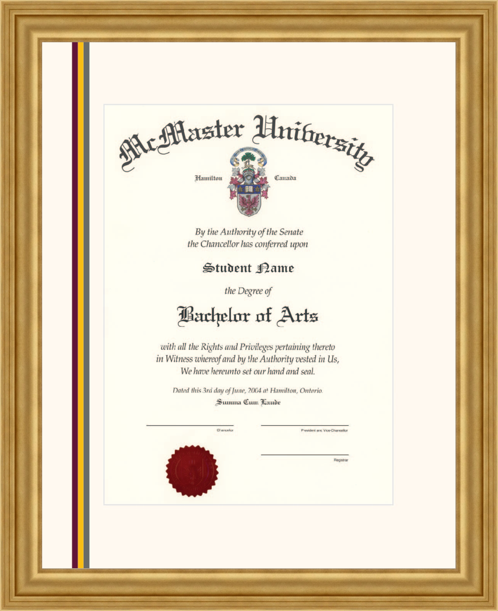 Custom McMaster University Diploma Frame
