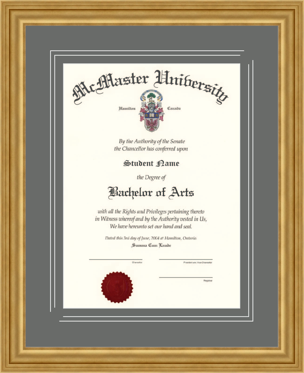 Custom McMaster University Diploma Frame