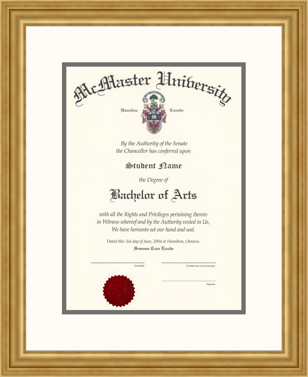 Custom McMaster University Diploma Frame