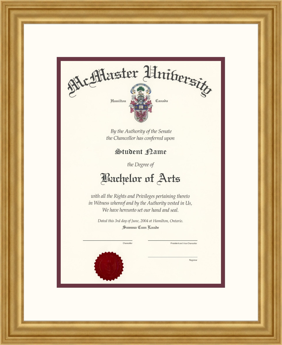Custom McMaster University Diploma Frame
