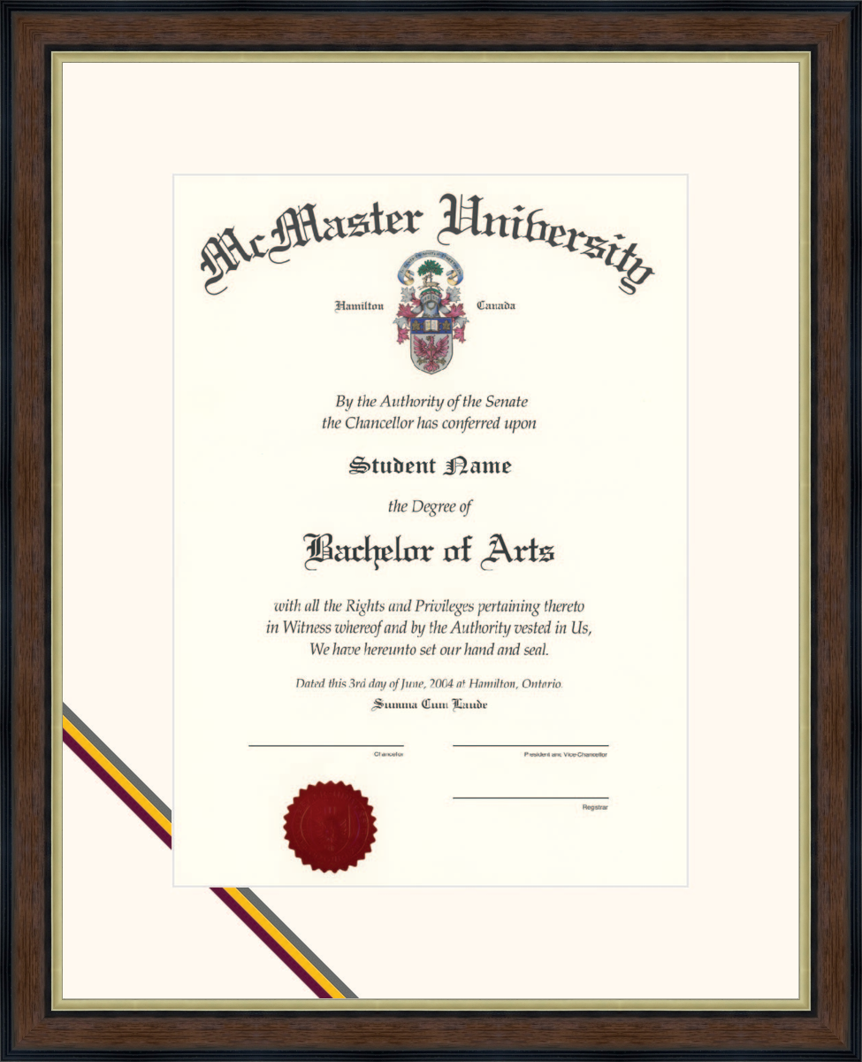 Custom McMaster University Diploma Frame