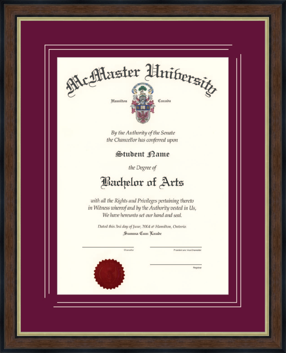 McMaster University Walnut Gold L1 McMaster VGroove Wine