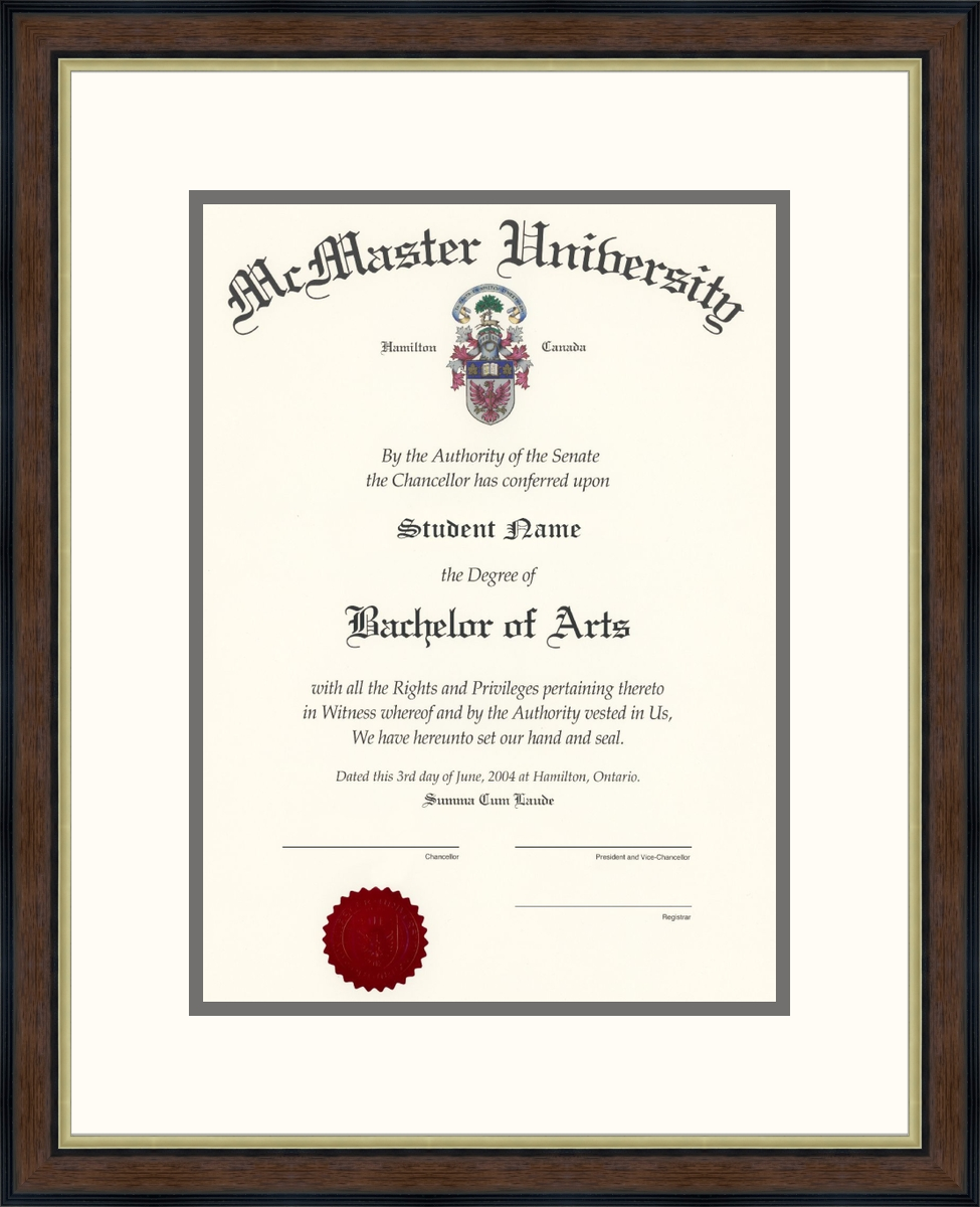 Custom McMaster University Diploma Frame