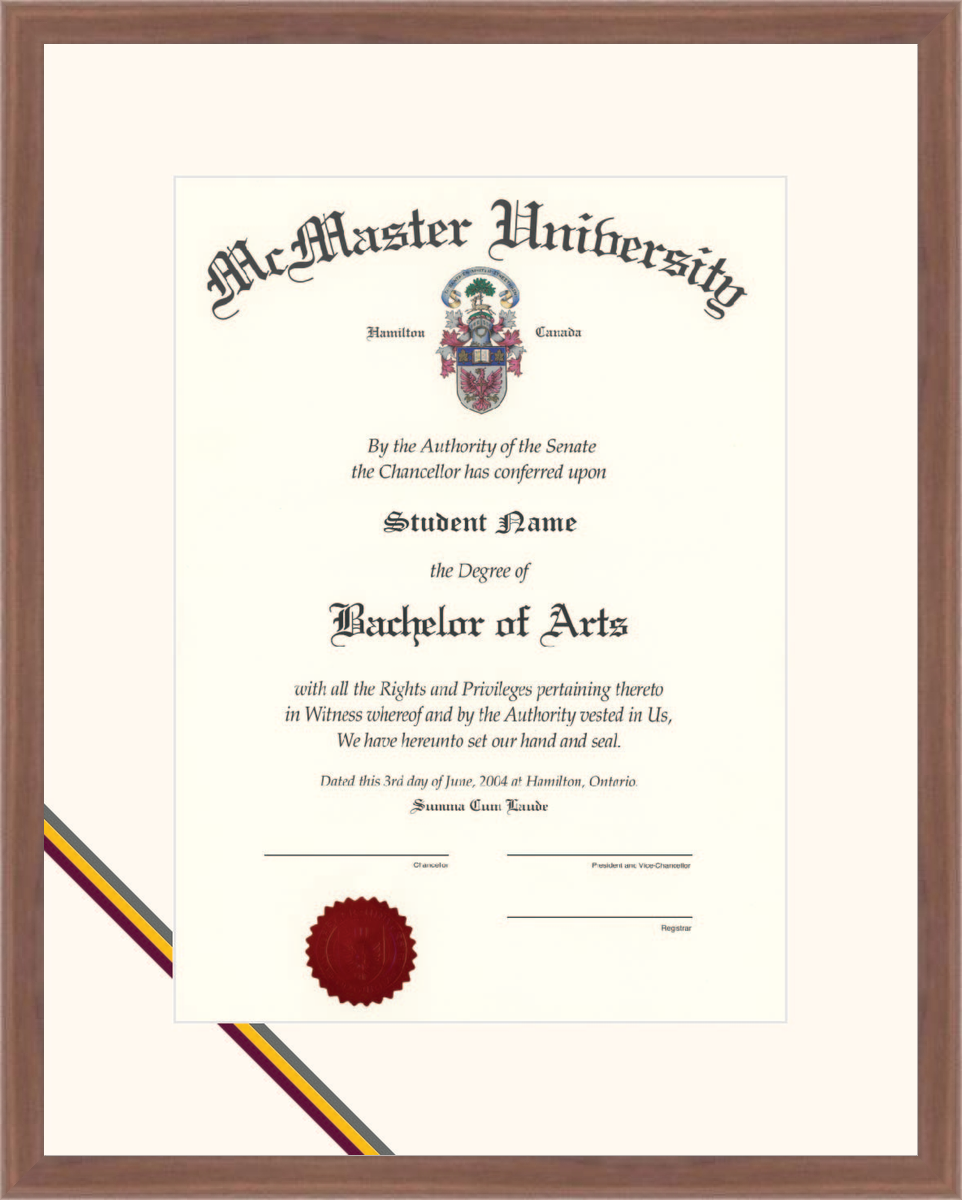 Custom McMaster University Diploma Frame