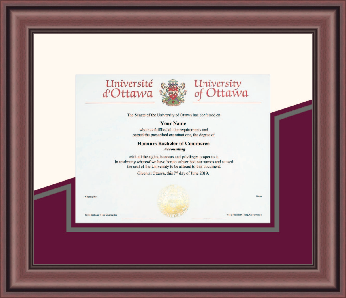 Custom University of Ottawa Diploma Frame