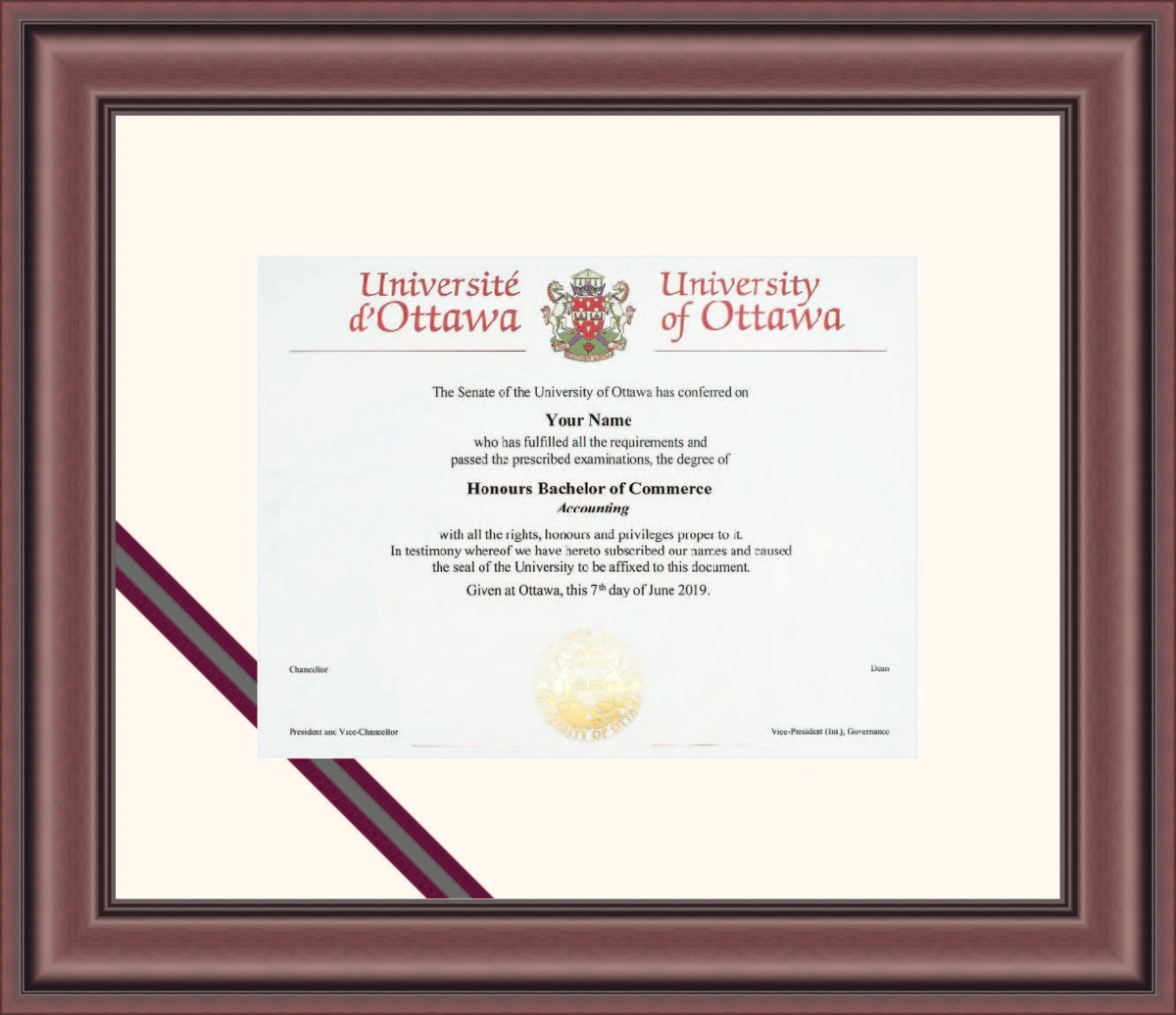 Custom University of Ottawa Diploma Frame
