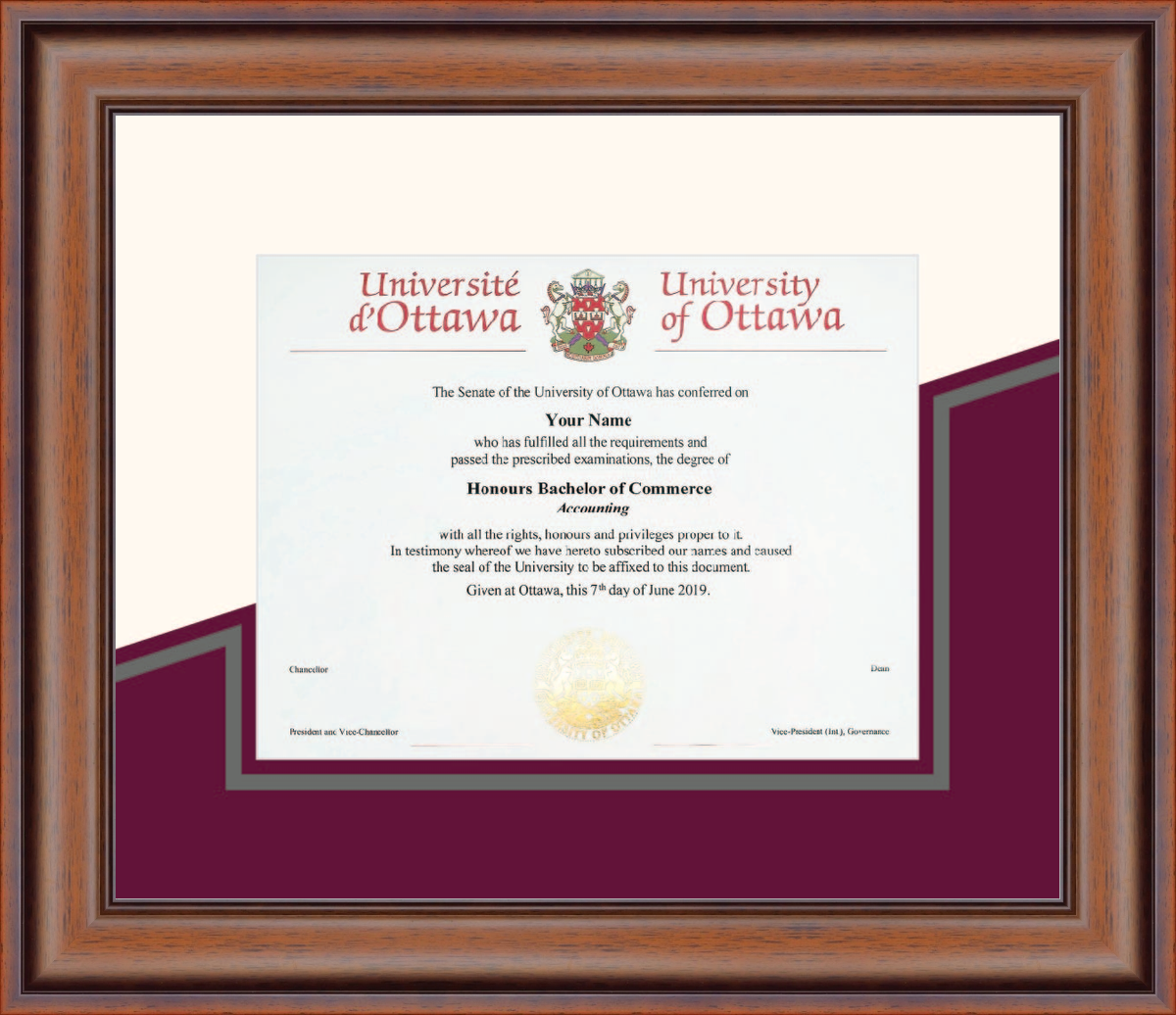 Custom University of Ottawa Diploma Frame