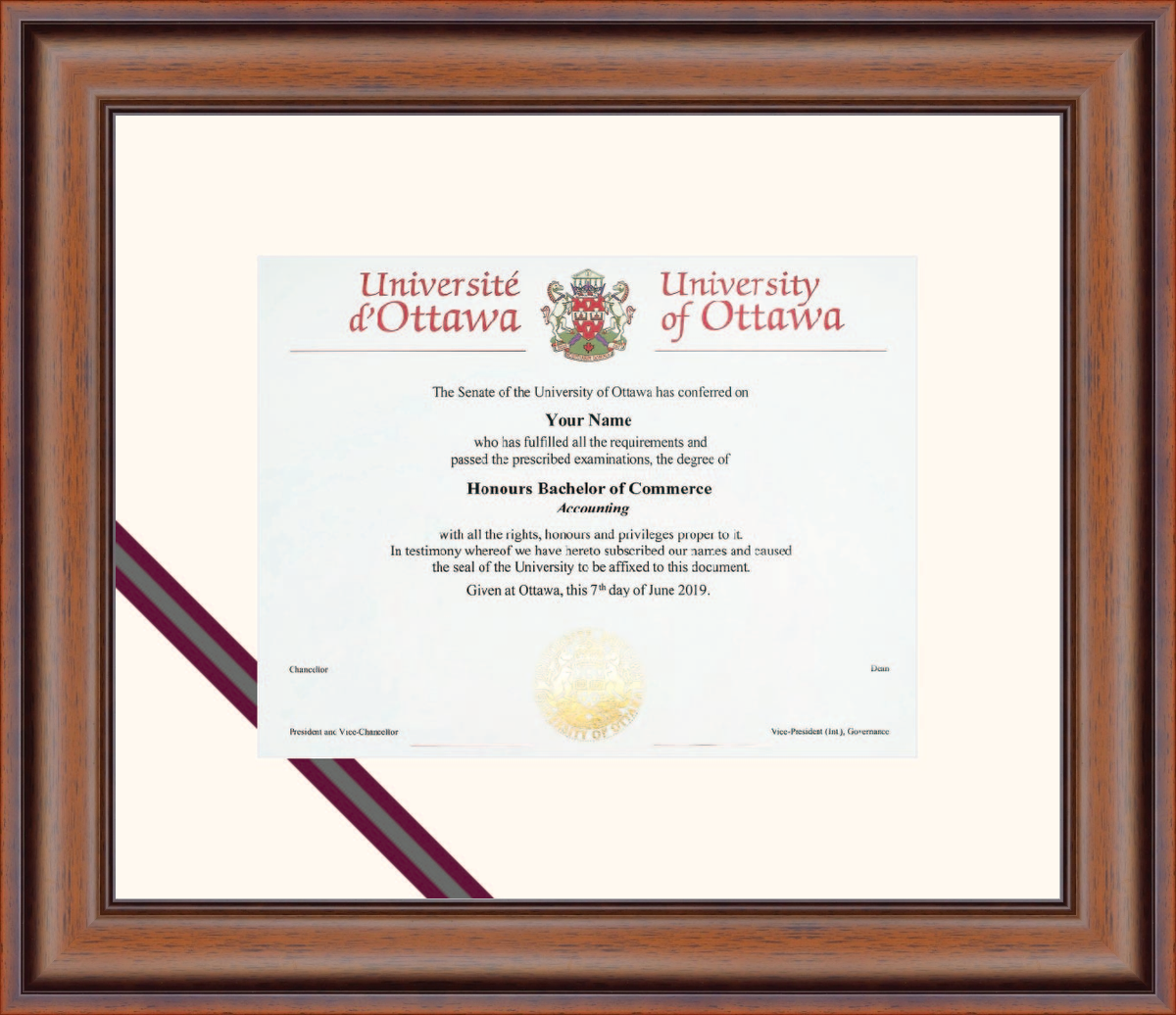 Custom University of Ottawa Diploma Frame