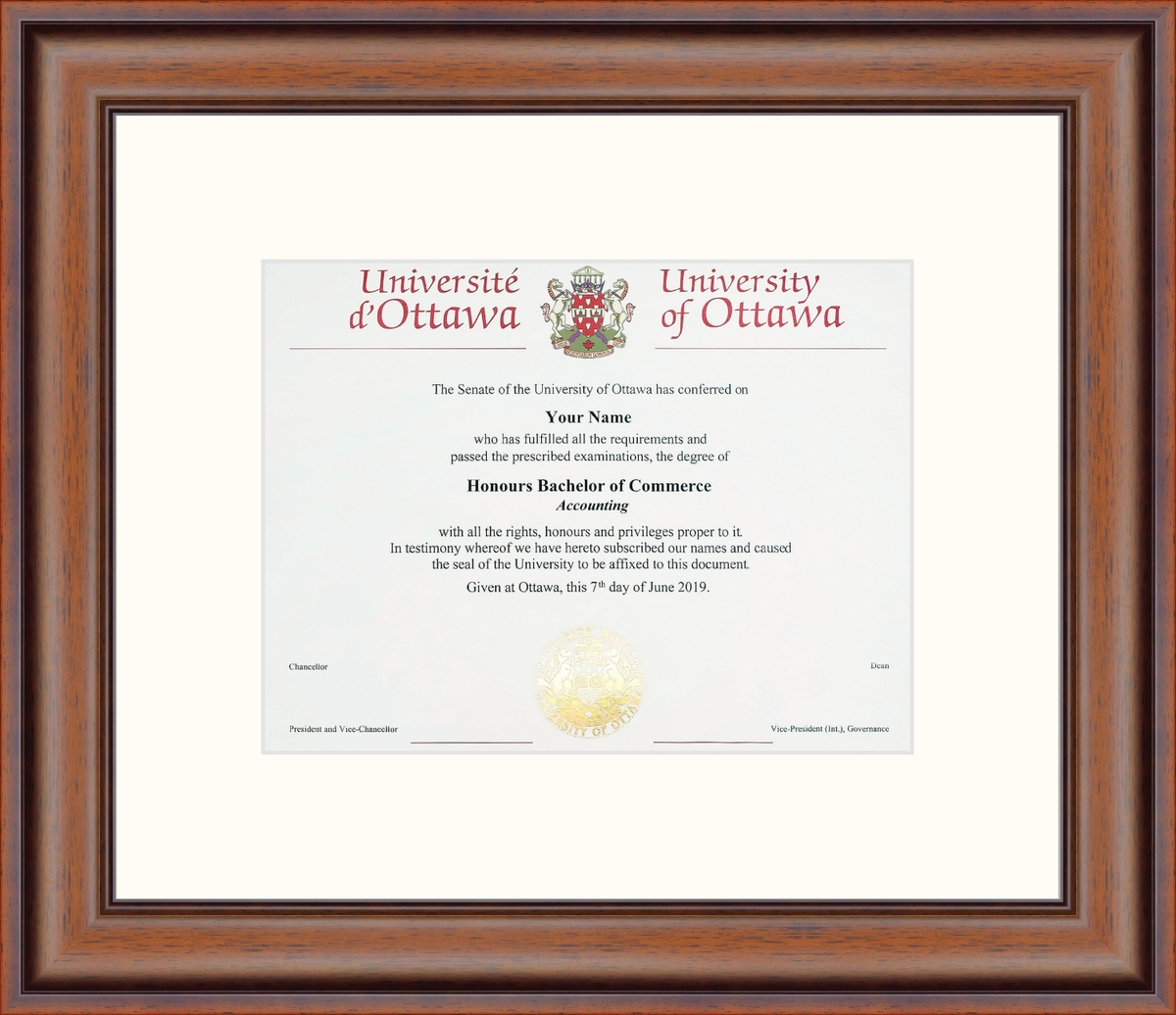Custom University of Ottawa Diploma Frame