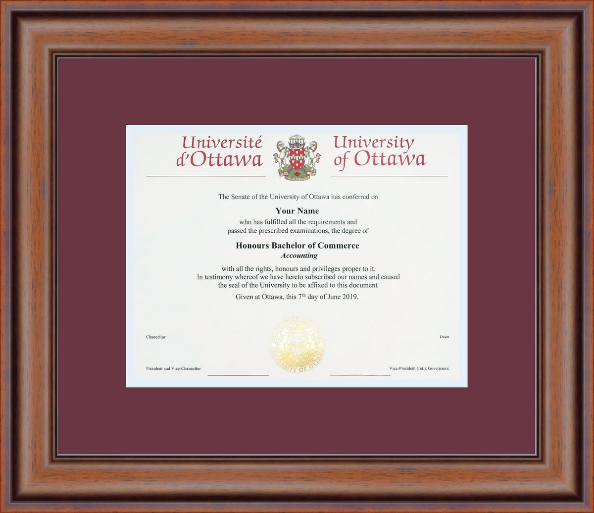Custom University of Ottawa Diploma Frame