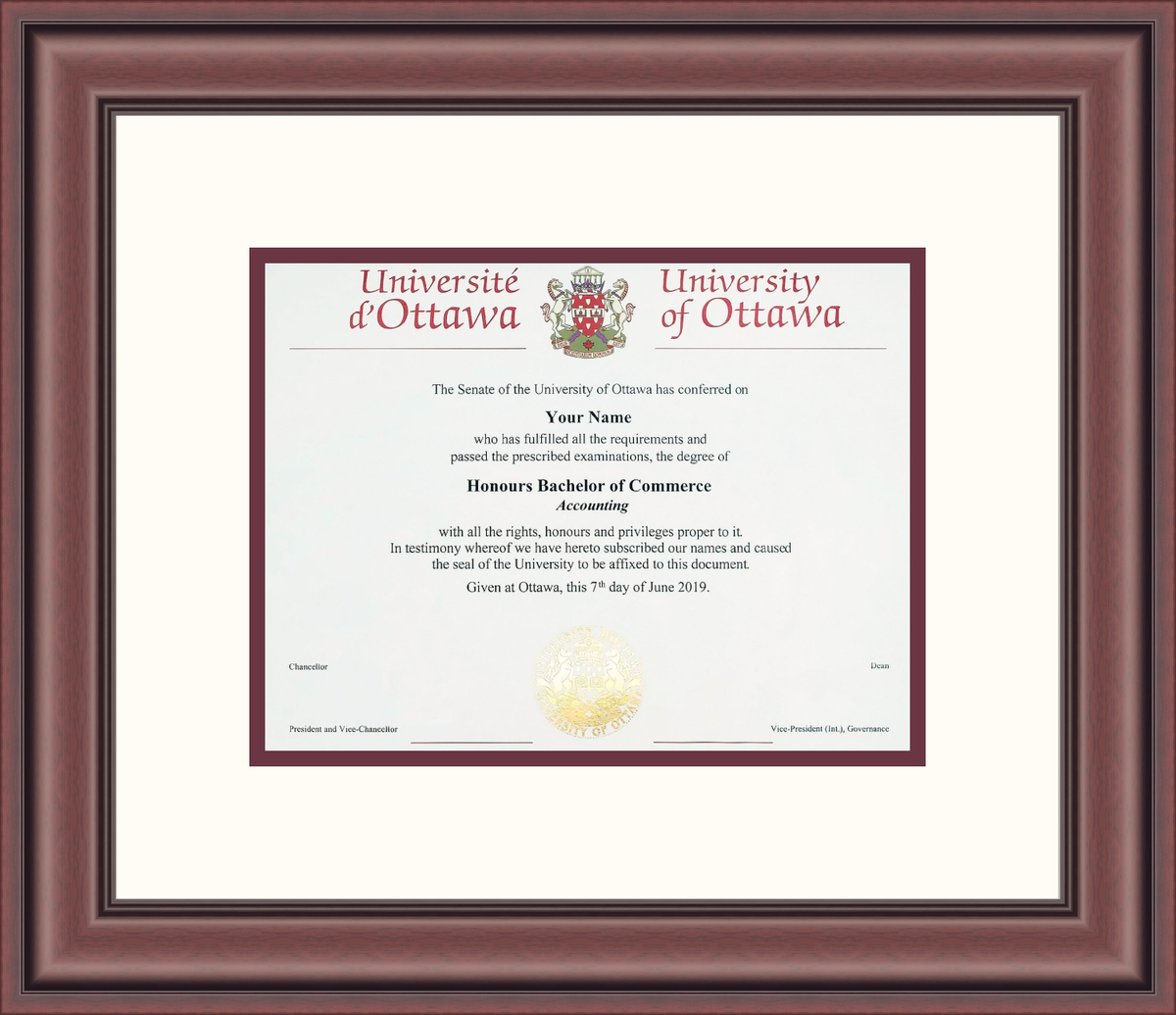 Custom University of Ottawa Diploma Frame