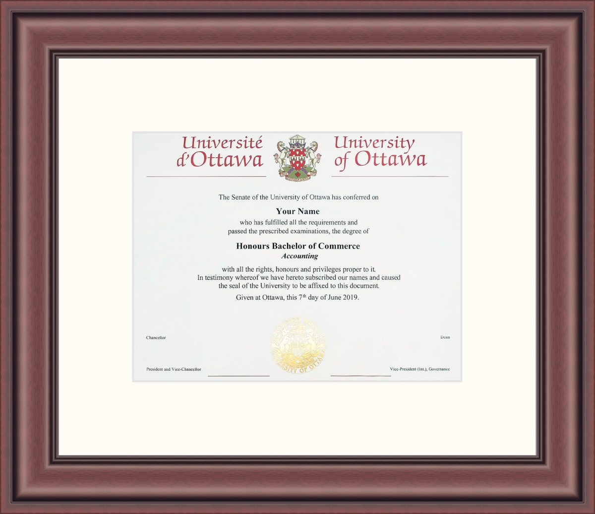 Custom University of Ottawa Diploma Frame