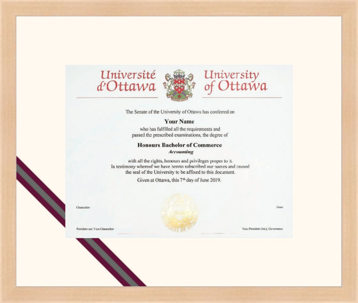 uOttawa R1932007 Ramino Maple L1 Ottawa Tricolour Diagonal Strip