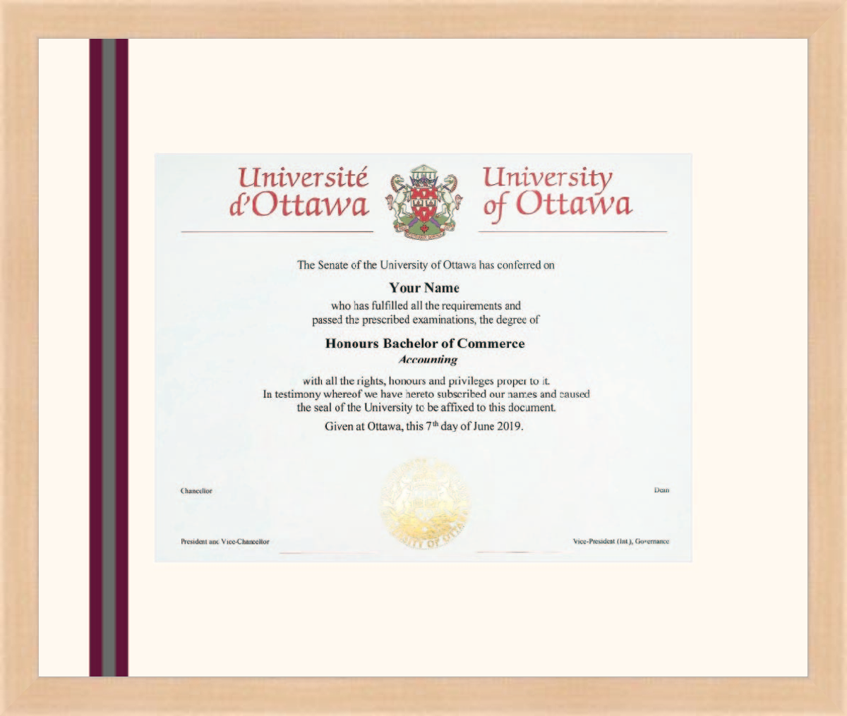 uOttawa R1932007 Ramino Maple L1 Ottawa Tricolour Vertical Strip
