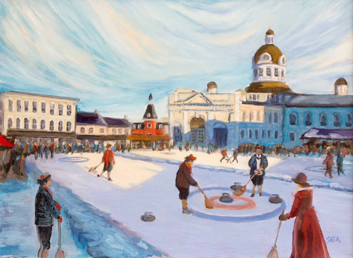 Curling in Market Square - Archival Print