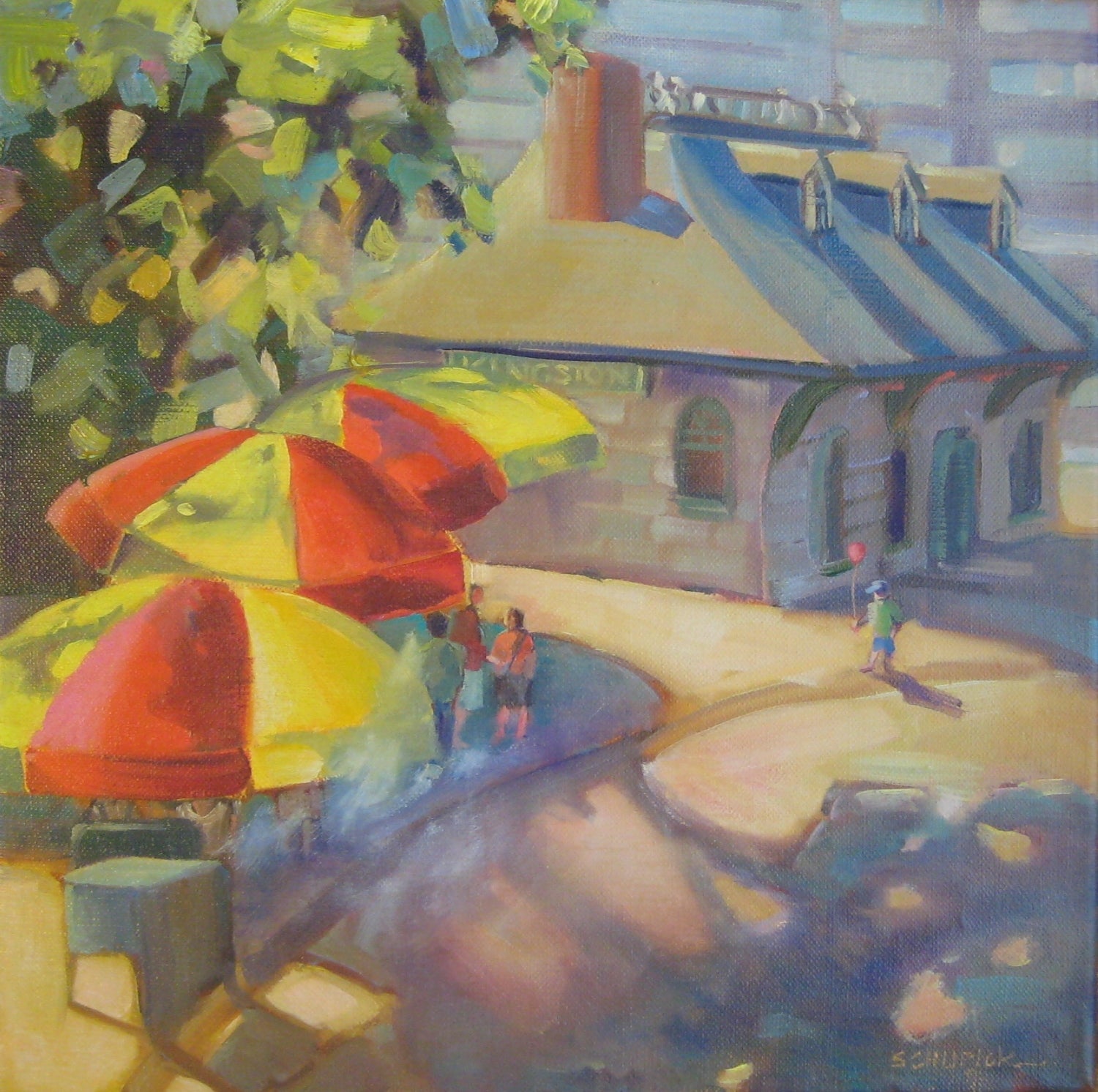 Umbrellas by the Train Station - Archival Print