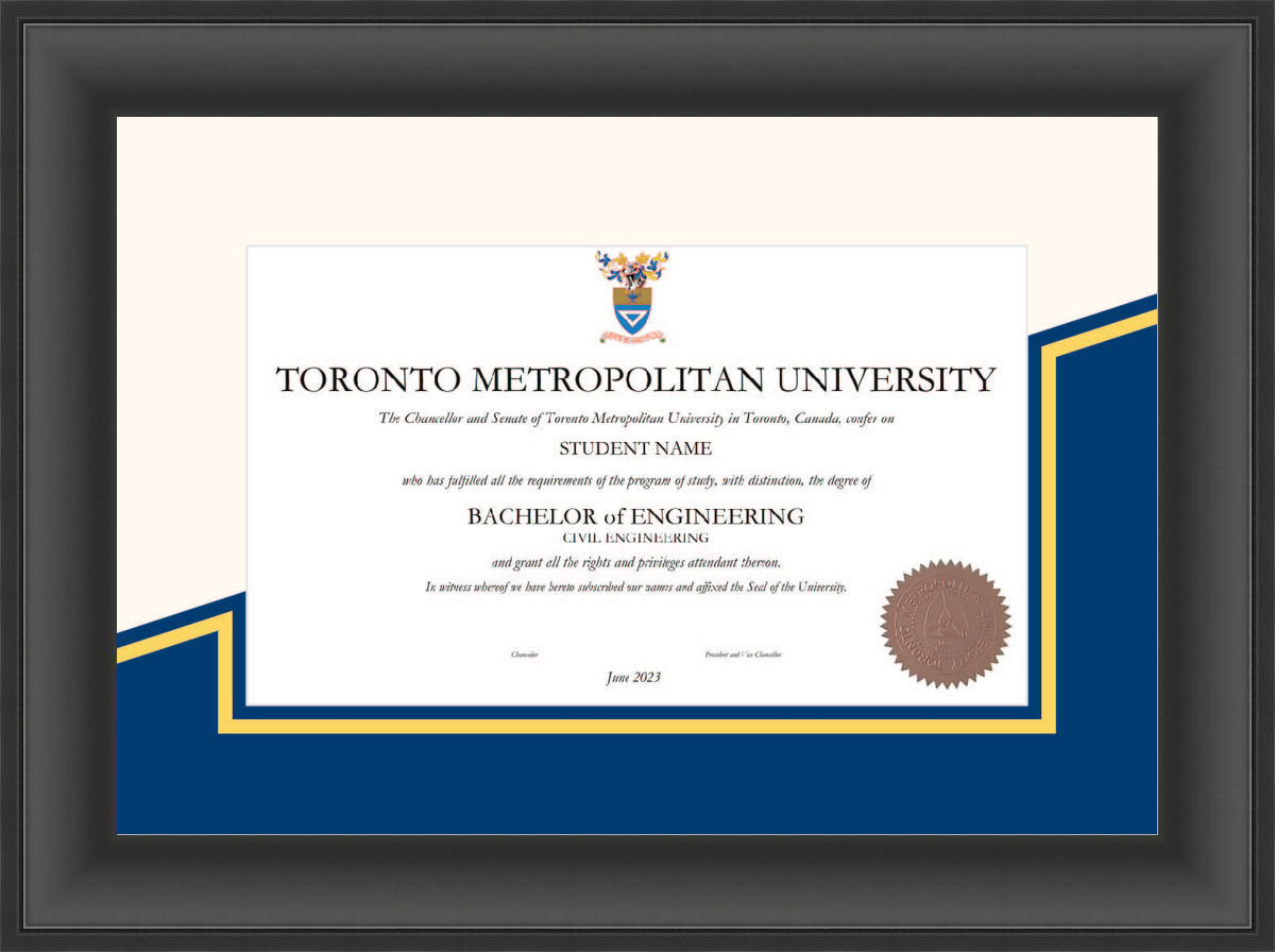 Custom Toronto Metropolitan University Diploma Frame
