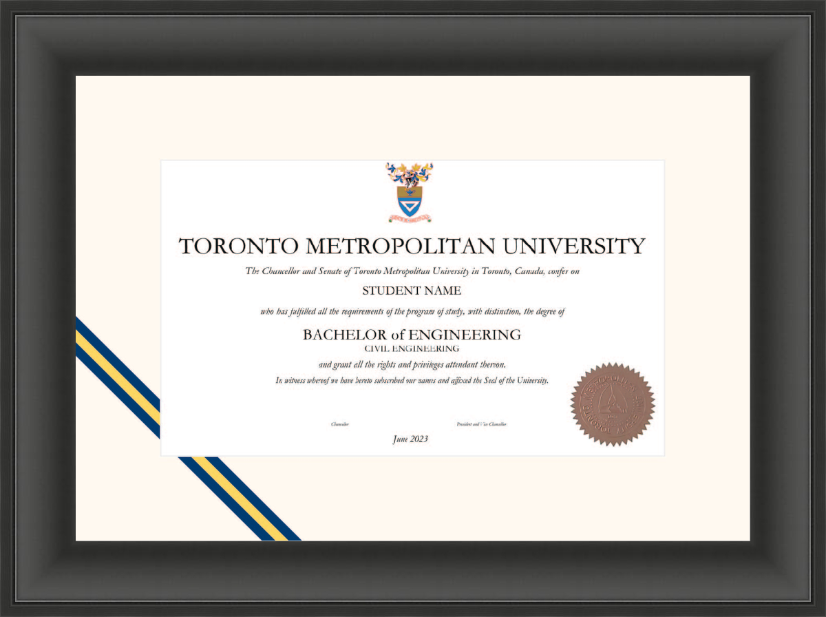 Custom Toronto Metropolitan University Diploma Frame