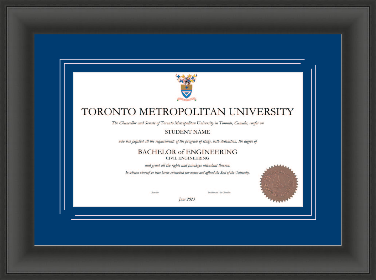 Custom Toronto Metropolitan University Diploma Frame