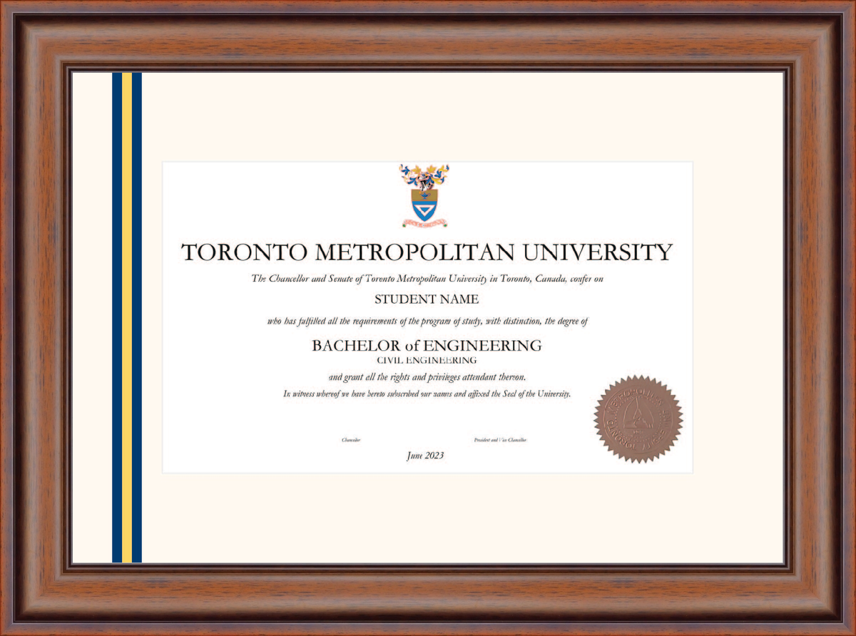 Custom Toronto Metropolitan University Diploma Frame