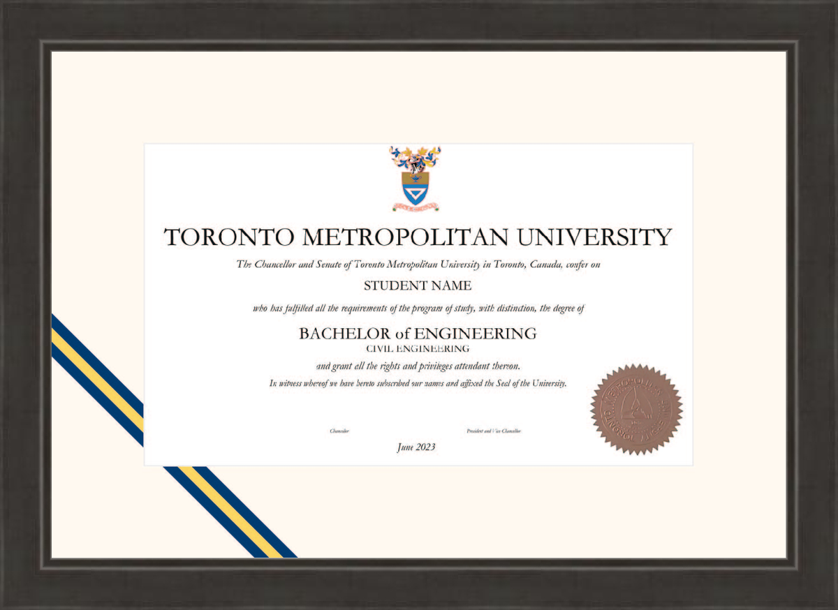 Custom Toronto Metropolitan University Diploma Frame