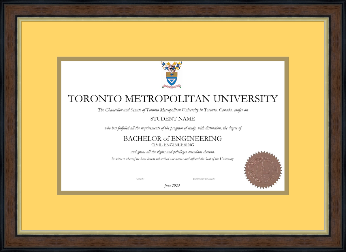 Custom Toronto Metropolitan University Diploma Frame