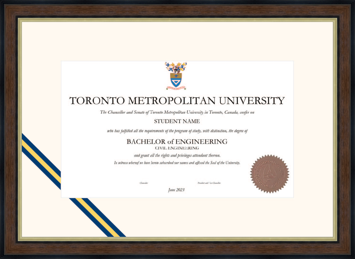 Custom Toronto Metropolitan University Diploma Frame